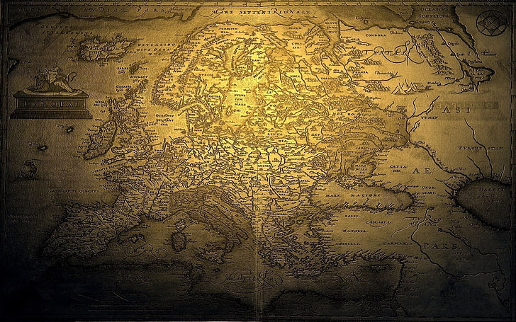 коричневый и черный цветочный коврик, карта, европа, карта мира, винтаж, HD обои