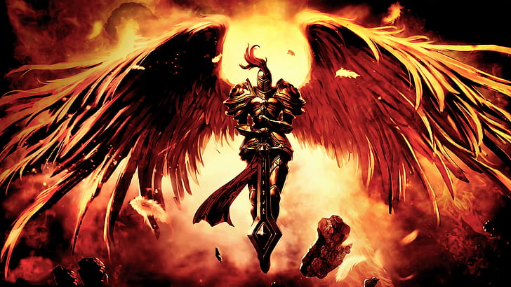 League of Legends Wings Knight Kayle HD, video games, league, legends, knight, wings, kayle, HD wallpaper