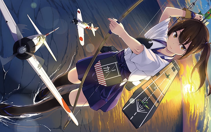 Anime Mädchen, Anime, Kantai Collection, Kaga (KanColle), HD-Hintergrundbild