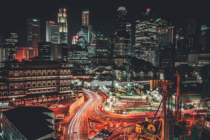 ภาพถ่ายของแสงไฟเมืองเมืองไฟอาคารทิวทัศน์, วอลล์เปเปอร์ HD