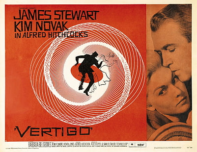 Carteles de cine, vértigo, James Stewart, Kim Novak, Alfred Hitchcock, póster de película, Fondo de pantalla HD HD wallpaper