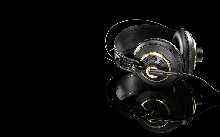 svarta stereohörlurar, hörlurar, K240, tillverkad i Österrike, HD tapet