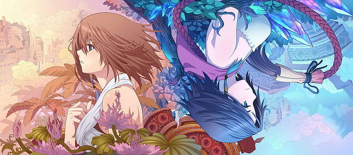 Anime, Anime Girls, blaue Haare, blaue Augen, kurze Haare, Yuna, Final Fantasy X, Final Fantasy, HD-Hintergrundbild