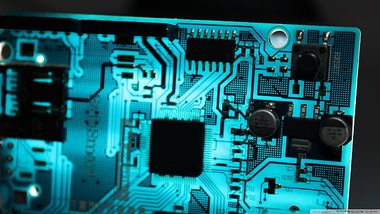 青と黒の回路基板、電子機器、 HDデスクトップの壁紙 HD wallpaper