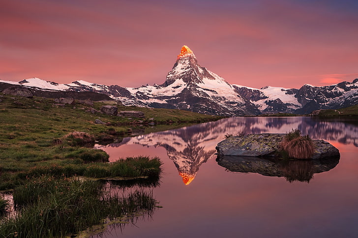 badan air, pemandangan, danau, Matterhorn, Wallpaper HD