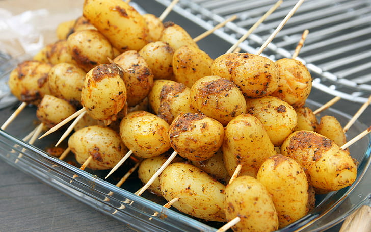 ziemniaki, tła do grilla, skorupa, biwakowanie, pobierz ziemniaki 3840x2400, Tapety HD