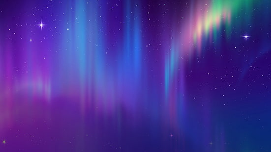 digitale Kunst, Aurora, Polarlichter, Nachthimmel, bunt, Sterne, Aurora borealis, Kunst, HD-Hintergrundbild HD wallpaper