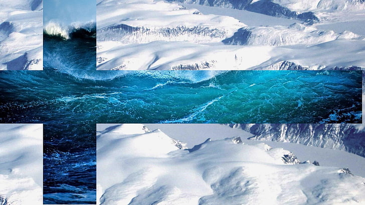 вода, сняг, Финландия, флаг, планини, море, Суоми, HD тапет