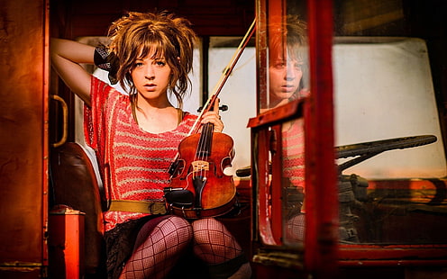 Линдзи Стърлинг, цигулка, жени, музикант, HD тапет HD wallpaper