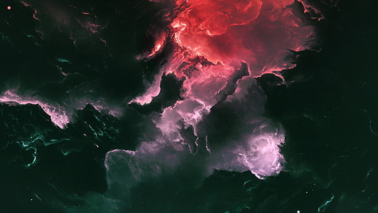 red and black clouds digital wallpaper, galaxy, space, stars, universe, spacescapes, nebula, digital art, HD wallpaper HD wallpaper