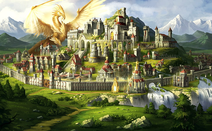Might and Magic Heroes VII 7, Haven Town, Games, Heroes, Town, Game, Strategy, Haven, videogame, HD wallpaper