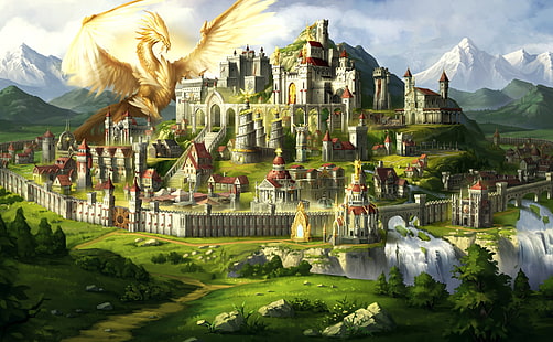 Might and Magic Heroes VII 7, Haven Kasabası, Oyunlar, Kahramanlar, Kasaba, Oyun, Strateji, Haven, video oyunu, HD masaüstü duvar kağıdı HD wallpaper