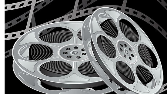 Make A Movie, two film reel graphics, negative, reel, movie, film, 3d and abstract, HD wallpaper HD wallpaper