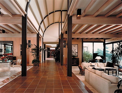 коричневая керамическая напольная плитка, дизайн интерьера, дом, HD обои HD wallpaper