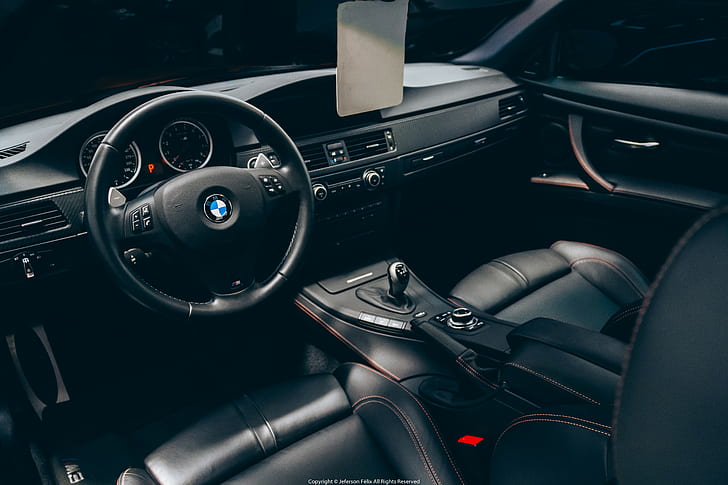 BMW E92 M3, BMW, car, BMW M3, car interior, HD wallpaper