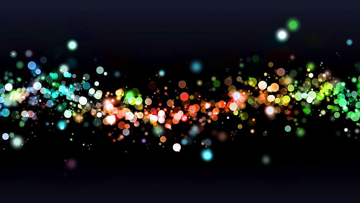 Colored Bokeh Dots HD, green-red-blue-and-white light particles, bokeh, colored, dots, rainbow, HD wallpaper