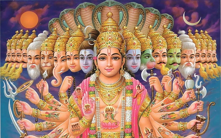 Lord Vishnu y los 10 avatares, una variedad de ilustraciones de dioses hindúes, Dios, Fondo de pantalla HD