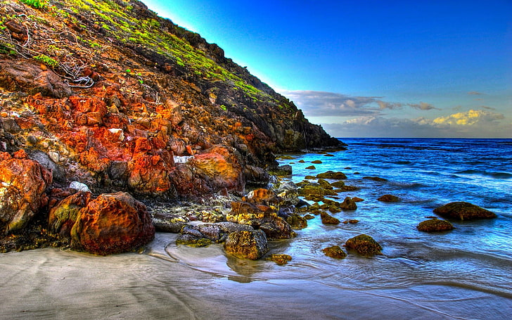 alam, lanskap, HDR, pantai, laut, Wallpaper HD