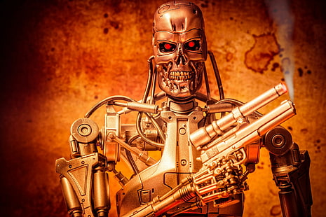 ของเล่น, Terminator, endoskeleton, สีส้ม, วอลล์เปเปอร์ HD HD wallpaper