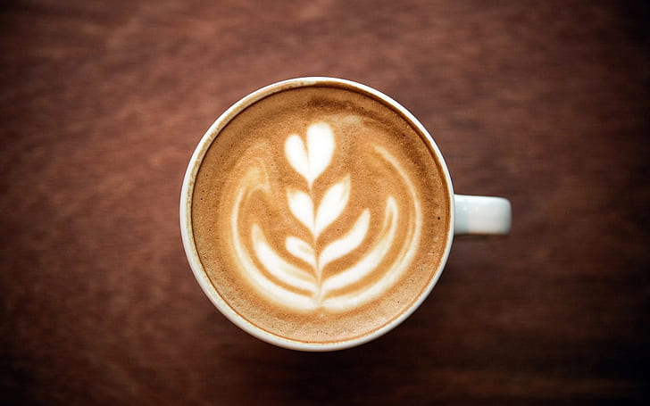 Cappuccino-Kaffee, Schaum, Muster, Herz, Tasse, Cappuccino, Kaffee, Schaum, Muster, Herz, Tasse, HD-Hintergrundbild