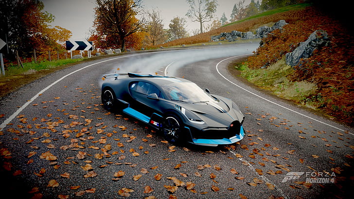 Forza Horizon 4, Bugatti Divo, Divo, yarış, sürüklenme, yol, HD masaüstü duvar kağıdı