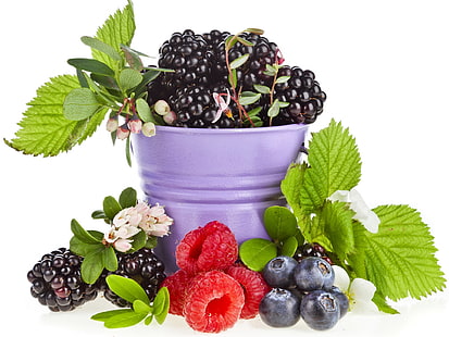 виноград, ежевика, малина, клубника, ягоды, спелые, HD обои HD wallpaper