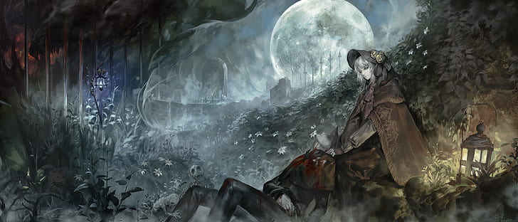 Video Game, Bloodborne, Dark, Gothic, Moon, Plain Doll (Bloodborne), Wallpaper HD