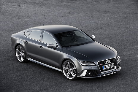 Audi berline grise, audi, rs7, noire, vue de côté, Fond d'écran HD HD wallpaper