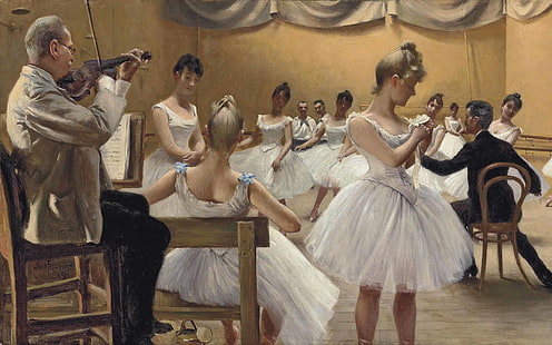 1889, pelukis Denmark, Kopenhagen, Paul Gustav Fischer, The Royal Theatre Ballet School, Wallpaper HD HD wallpaper