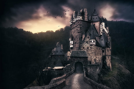 Kastil, Kastil, Bangunan, Gelap, Jerman, Wallpaper HD HD wallpaper