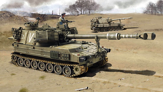 SAU, howitzer self-propelled, Israel, M109, IDF, artileri self-propelled Amerika, 155mm Self-Propelled Howitzer M109, Wallpaper HD HD wallpaper