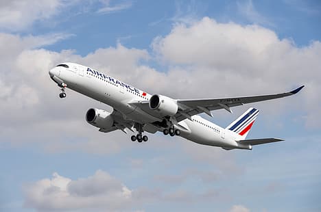 الهبوط ، إيرباص ، الخطوط الجوية الفرنسية ، الجناح ، إيرباص A350-900 ، الشاسيه ، طائرة ركاب ، إيرباص A350 XWB، خلفية HD HD wallpaper