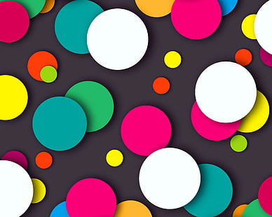 розови, бели и зелени тапети на точки, кръгове, абстракция, фон, цветове, цветни, абстрактни, HD тапет HD wallpaper