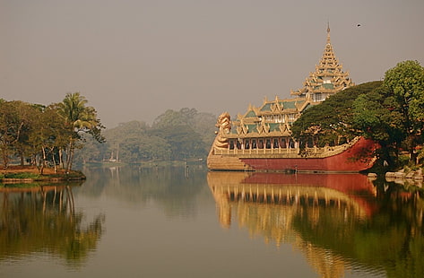 Pałace, Karaweik, Birma, Myanmar, Yangon, Tapety HD HD wallpaper
