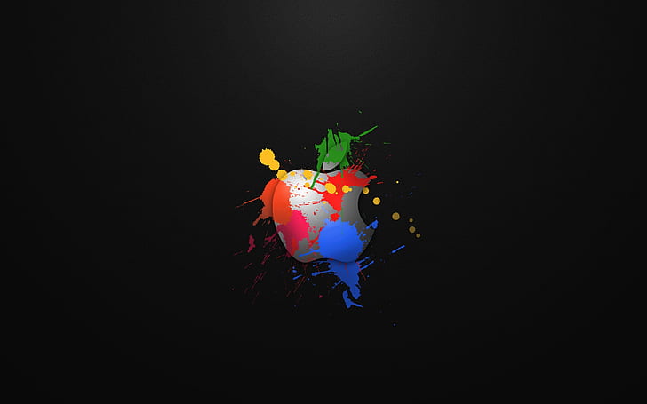 Apple in colori, sfondo, rosso, logo apple, logo apple, splash, Sfondo HD
