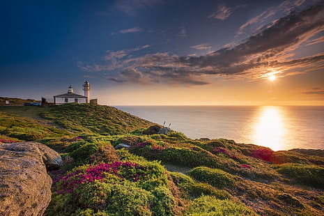 wybrzeże, latarnia morska, Hiszpania, Galicja, La Coruña, Costa da morte, Tapety HD HD wallpaper