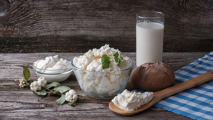 dairy product, cream, sour cream, cheese, dip, smetana, cottage cheese, HD wallpaper