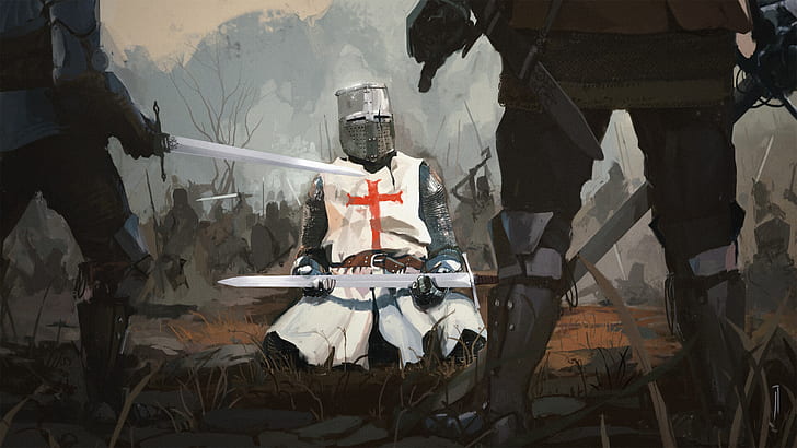 ファンタジー、騎士、十字軍、剣、テンプル騎士団、 HDデスクトップの壁紙