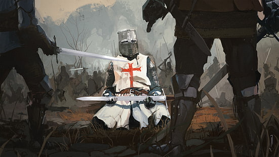  Fantasy, Knight, Crusader, Sword, Templar, HD wallpaper HD wallpaper
