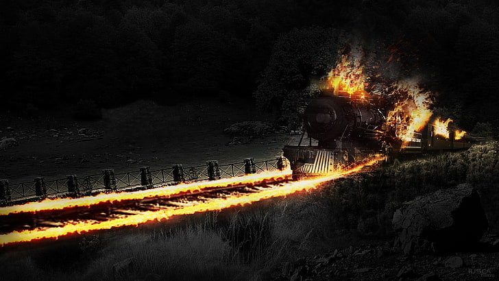 tren negro, efectos, Fondo de pantalla HD