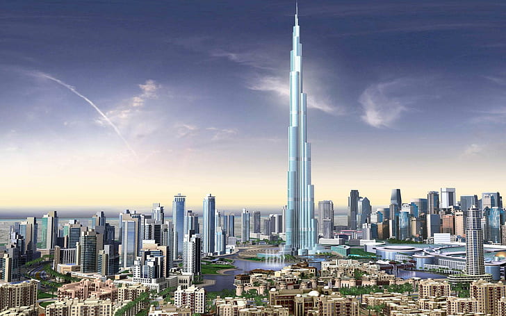 Burj Dubai Skyscrapers ZEA, Dubaj, Burj, wieżowce, podróże i świat, Tapety HD