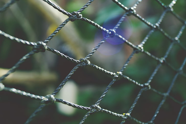 gray metal fence, mesh, fence, weaving, HD wallpaper