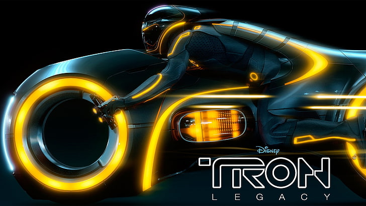 film, Tron: Legacy, Light Cycle, teks, latar belakang sederhana, latar belakang hitam, Wallpaper HD