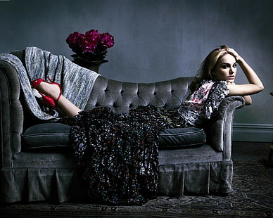 soffa, kvinnor, Natalie Portman, HD tapet HD wallpaper