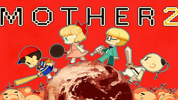 Видеоигра, EarthBound, Jeff (EarthBound), Mother 2, Mr. Saturn (EarthBound), Ness (EarthBound), Paula (EarthBound), Poo (EarthBound), HD тапет