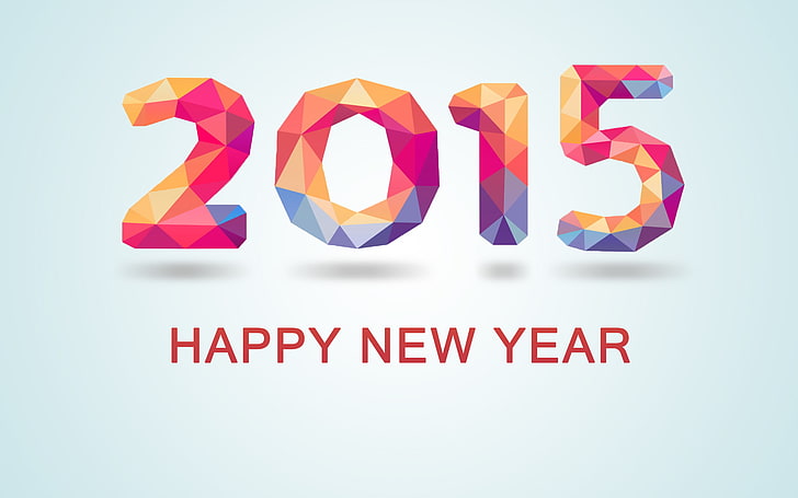 2015 multicolored happy new year text, background, holiday, new year, happy new year, 2015, HD wallpaper