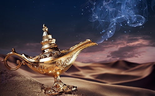 Aladdin's lamp, magic, golden, desert, Aladdin, Lamp, Magic, Golden, Desert, HD wallpaper HD wallpaper