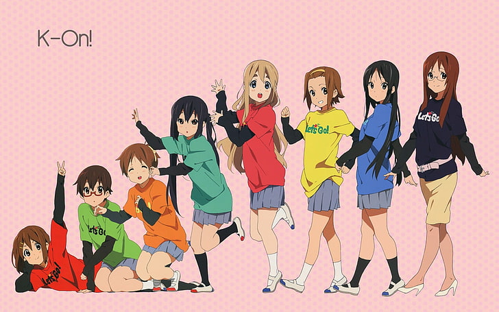 K-ON !, Nakano Azusa, Akiyama Mio, Hirasawa Yui, Tainaka Ritsu, Kotobuki Tsumugi, Hirasawa Ui, 애니메이션 소녀들, 애니메이션, HD 배경 화면