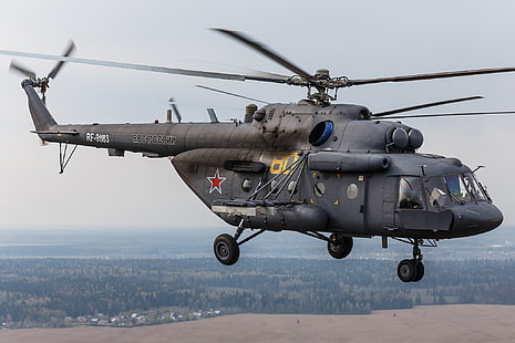 черен хеликоптер Black Hawk, mi-8 17, многофункционален, хеликоптер, полет, HD тапет HD wallpaper