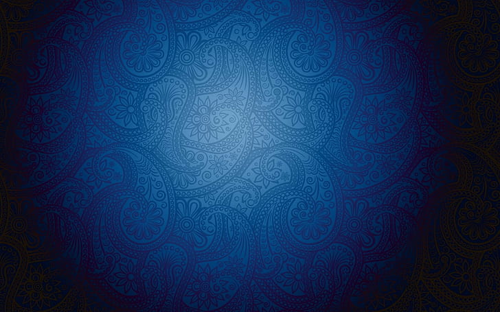 blue, minimalistic, Paisley, patterns, HD wallpaper